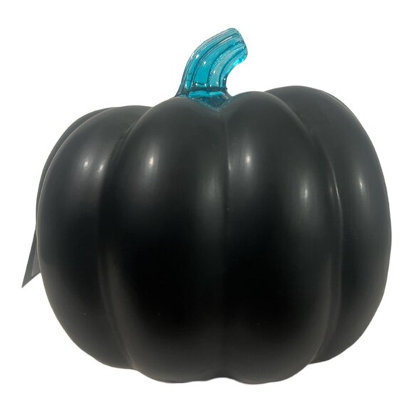 CERAMIC JACK-O-LANTERN HALLOWEEN PUMPKIN LIGHT UP BLACK BLUE NEW!! - Picture 2 of 3